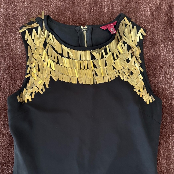 Ted Baker Dresses & Skirts - $440 TED BAKER Gold Sequin Embellished Metal Paillettes Little Black Dress Small